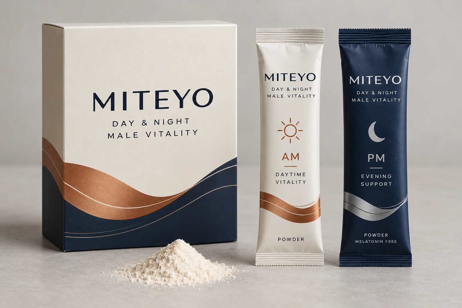 AM and PM powder stick pack packaging visualization