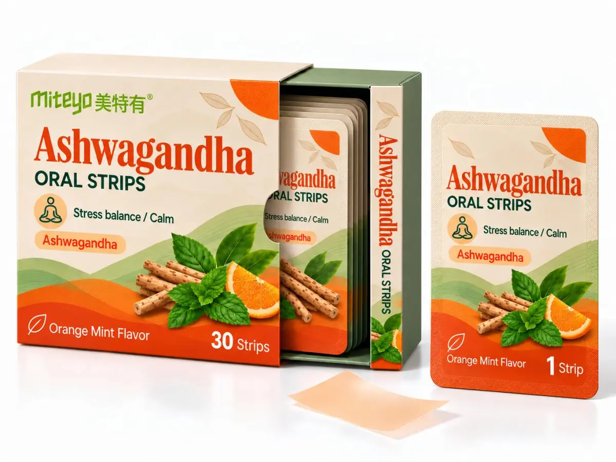Official MITEYO Ashwagandha Oral Strips packaging
