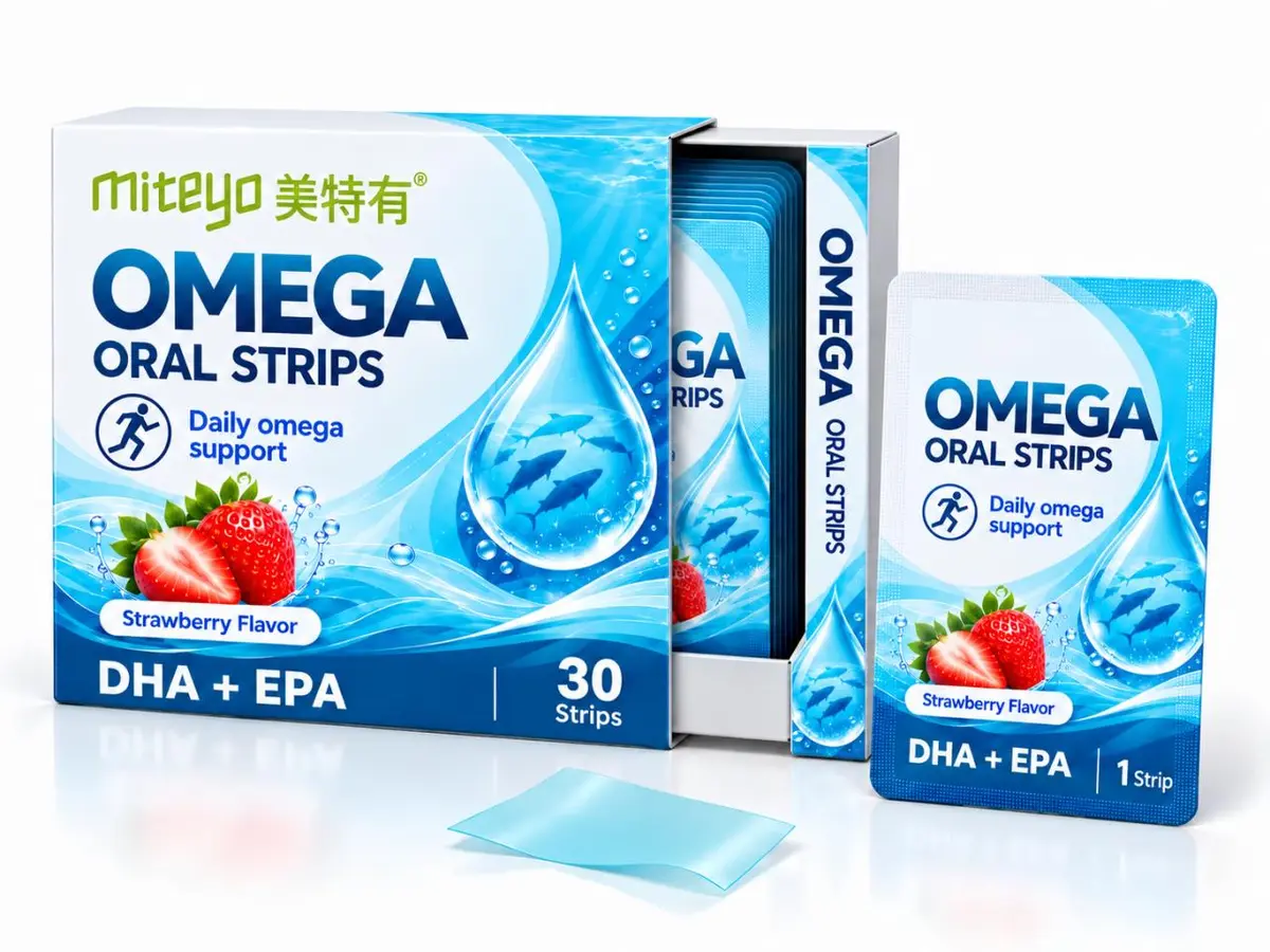 Official MITEYO Omega Oral Strips packaging