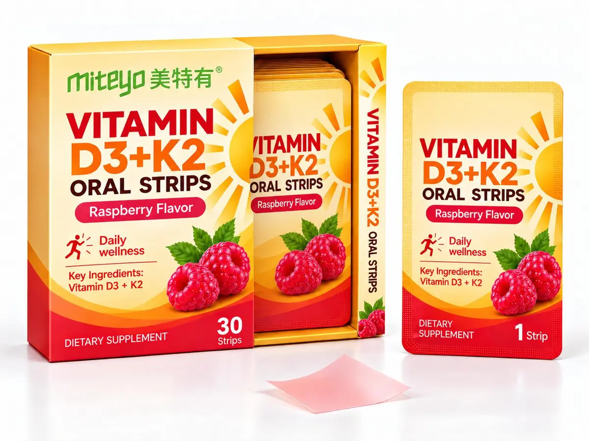 Official MITEYO Vitamin D3 + K2 Oral Strips packaging